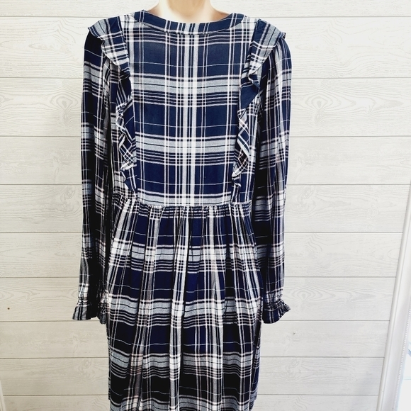 LOFT Plaid Ruffle Dress - Picture 6 of 9